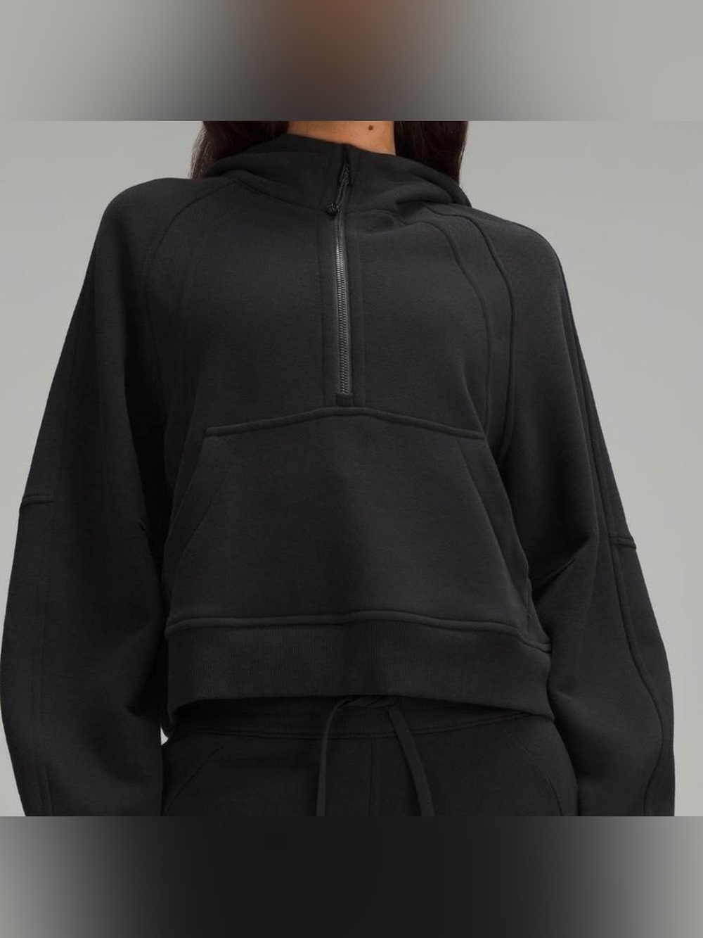 Lululemon Cropped Scuba Black Half-Zip Hoodie
